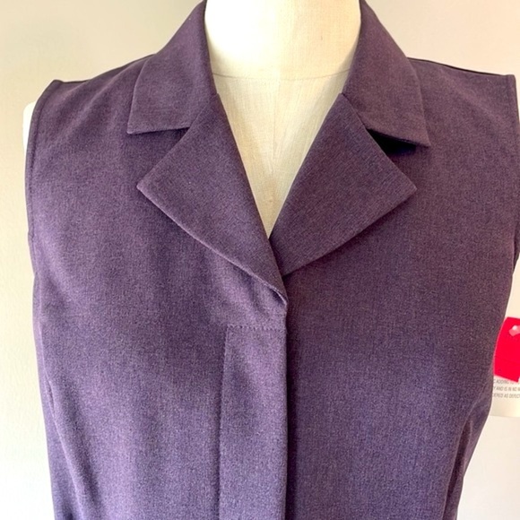 Fashion Bug NEW belted notch collar hiddenbutton up VEST eggplant color career 8 - Picture 12 of 14